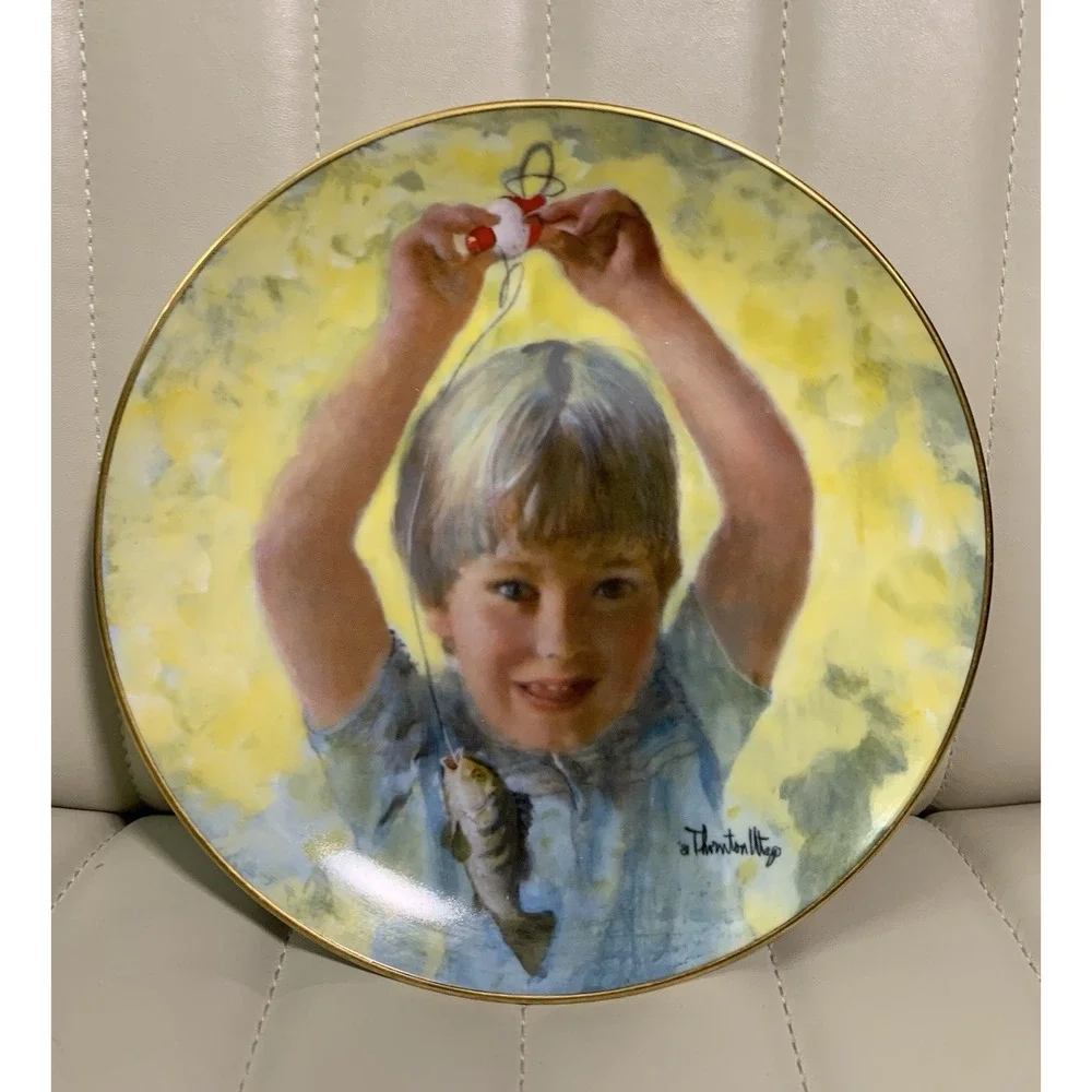 Viletta First Catch Thornton Utz‎ Carefree Days Collector Plate 1982 1614A 8.5